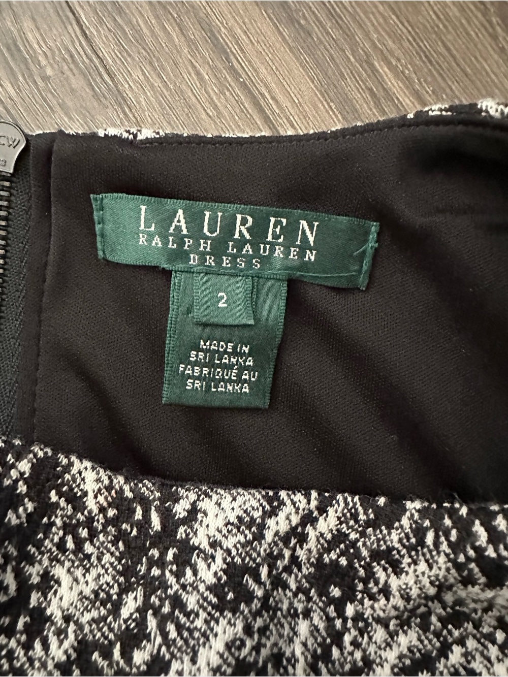 Ralph Lauren Black and White Tweed Fit-and-Flare Dress with Black Hem Panel - Picture 4 of 4